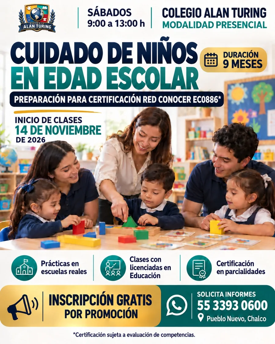 Convocatoria Cuidado de Niños en Edad Escolar del Colegio Alan Turing