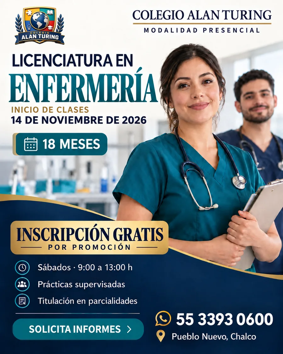 Convocatoria Licenciatura en Enfermería del Colegio Alan Turing